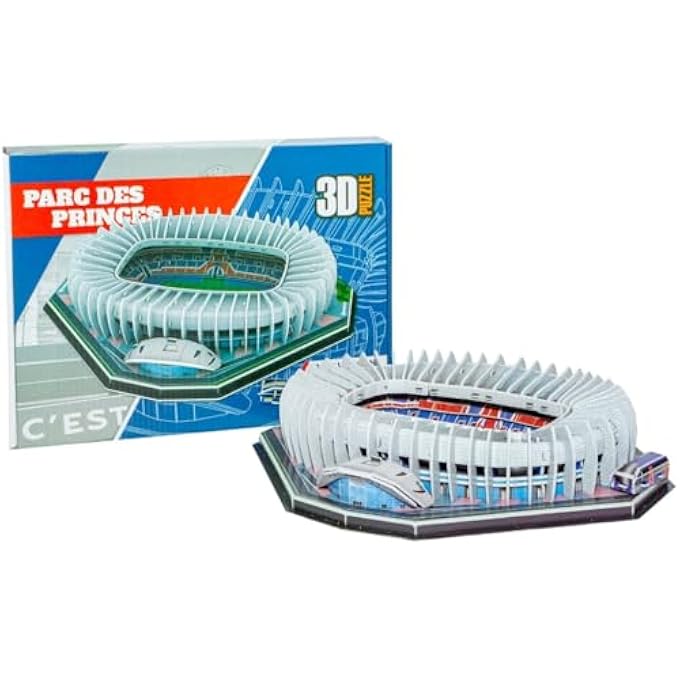 PUZZLME PARC DES PRINCES STADIUM 3D PUZZLE  PARIS SAINT GERMAIN ARENA ASSEMBLY BUILDING KIT - AUTHENTIC & REALISTIC DETAILING, NO TOOLS REQUIRED - PUZZLES FOR ADULTS & KIDS - 32X27X6CM, 123-PIECES - Image 1